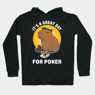 It's a great day for poker Capybara Cartoon Hoodie